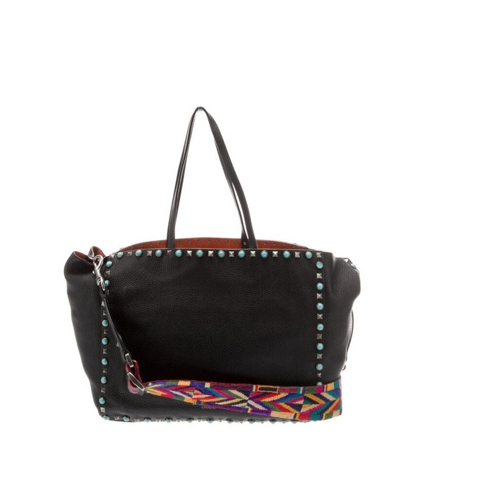RARE Authentic Valentino Garavani Beaded Leather Rockstud Shopper Tote - Picture 8 of 10